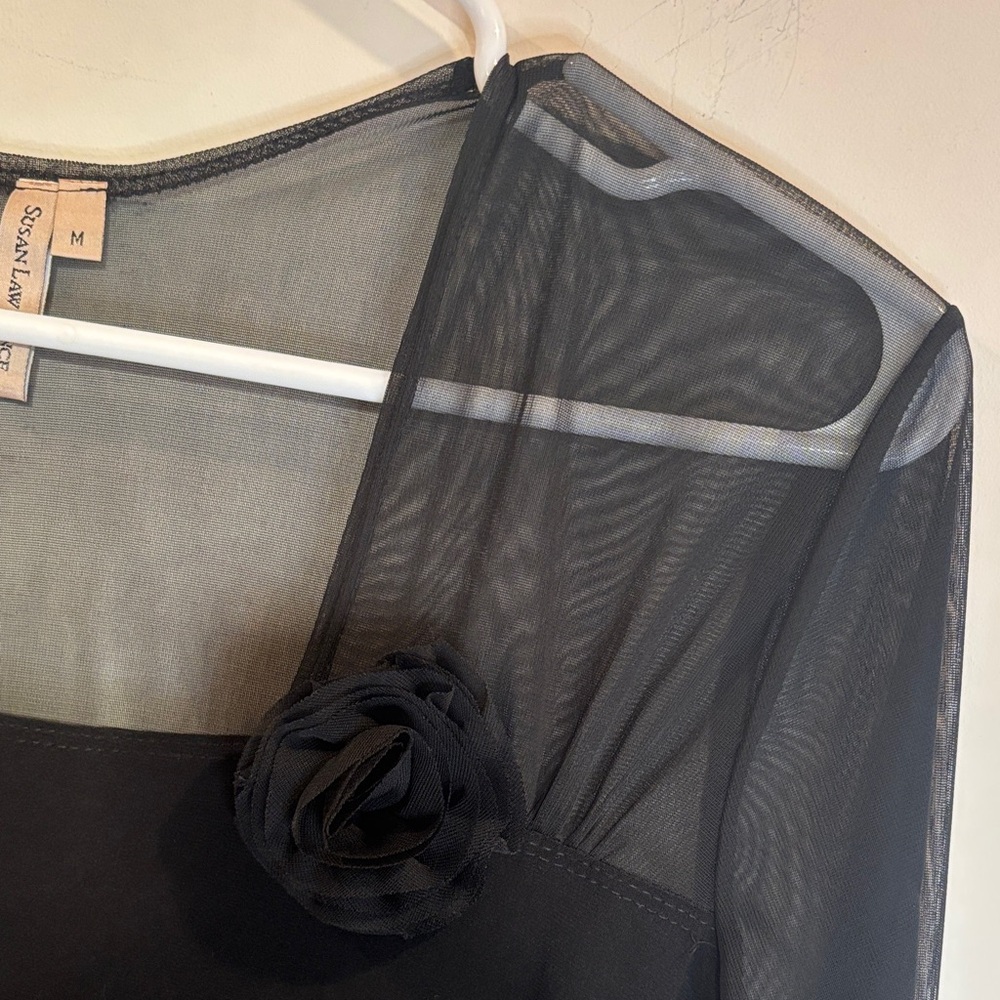 Susan Lawrence Black Sheer Sleeve Blouse - Picture 4 of 6